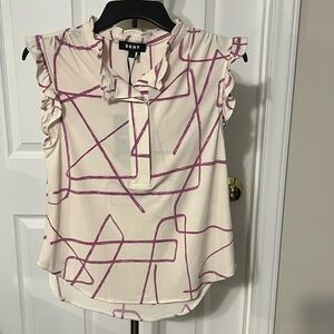 NWT DKNY Women's Top in Cream with Purple Accents